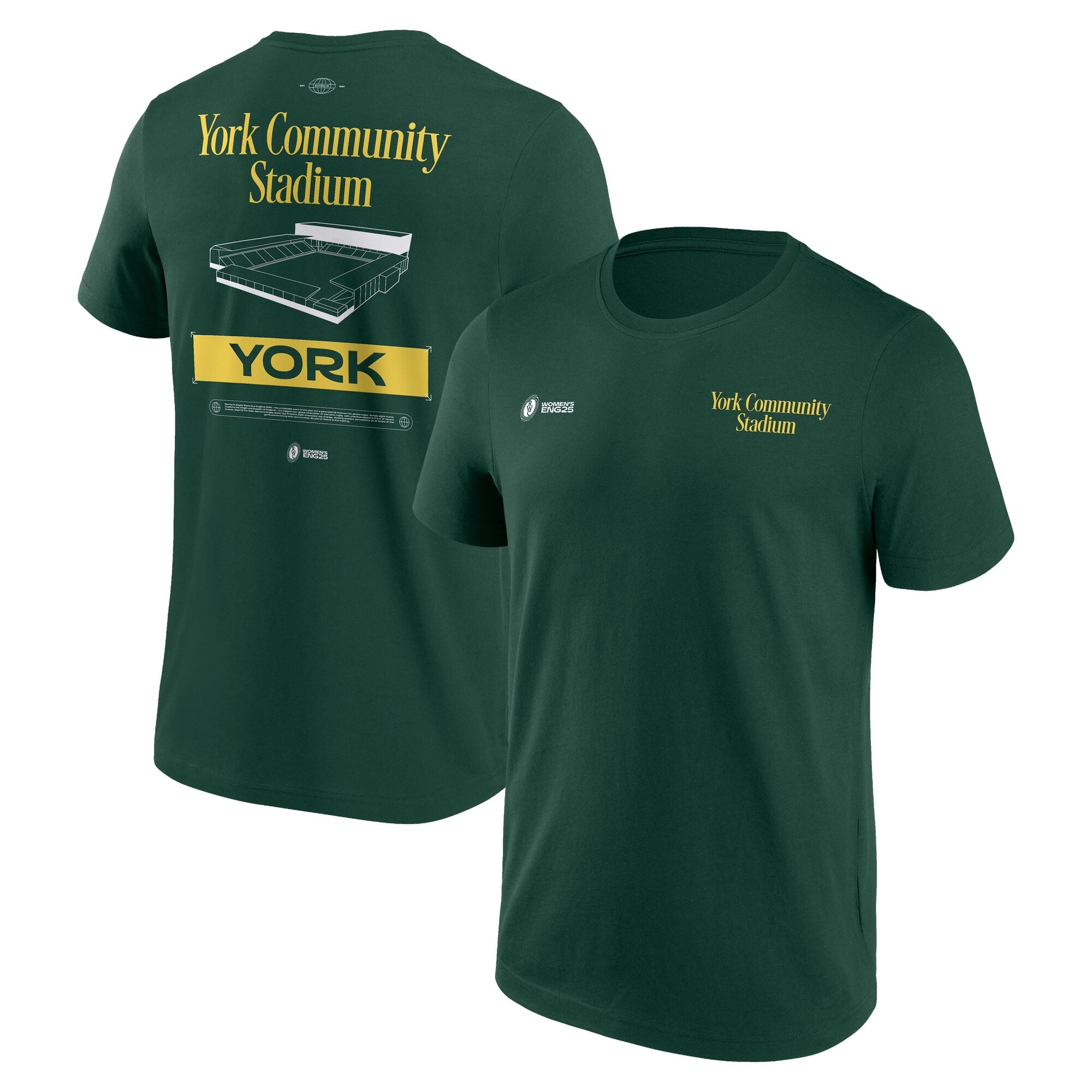 T-shirt grafica da donna Coppa del Mondo di Rugby ENG25 Cities - York - Verde