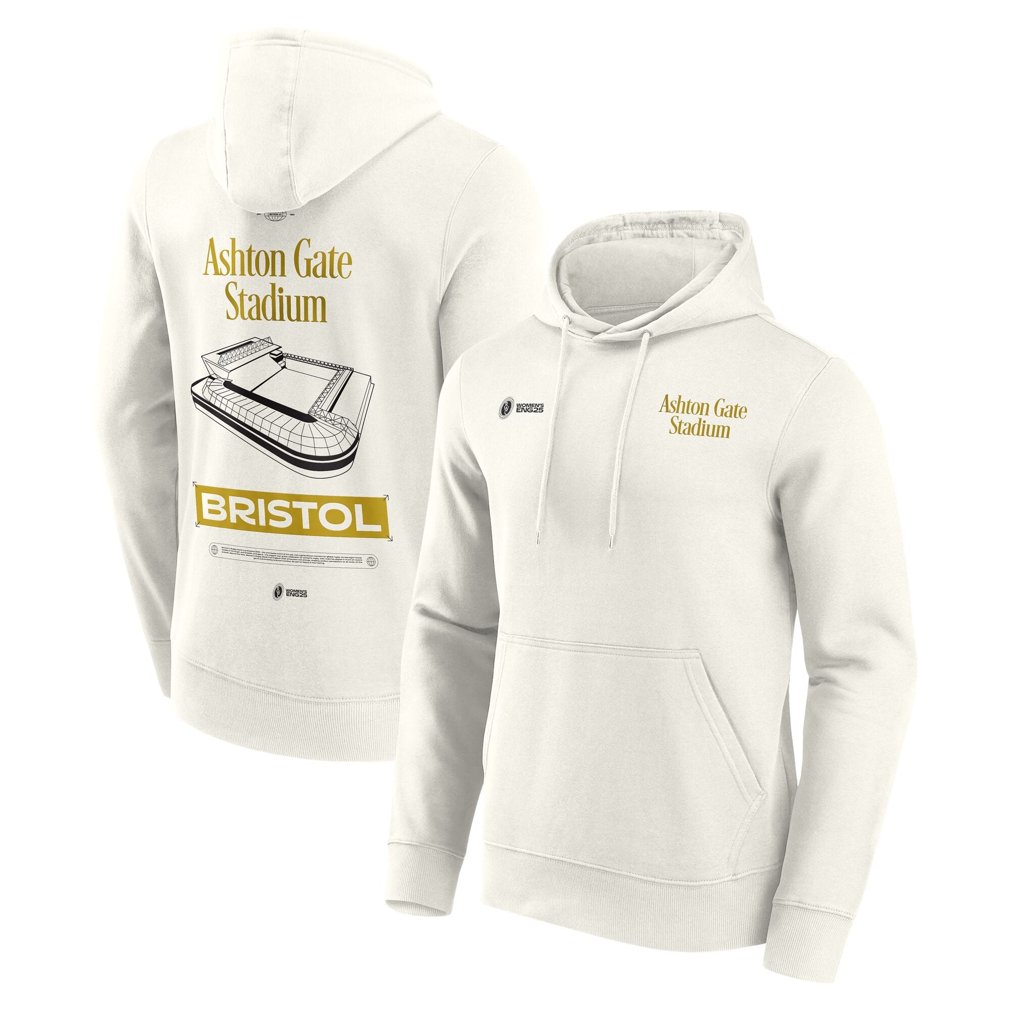 Felpa con cappuccio grafica da donna Rugby World Cup ENG25 Cities - Bristol - Bianco