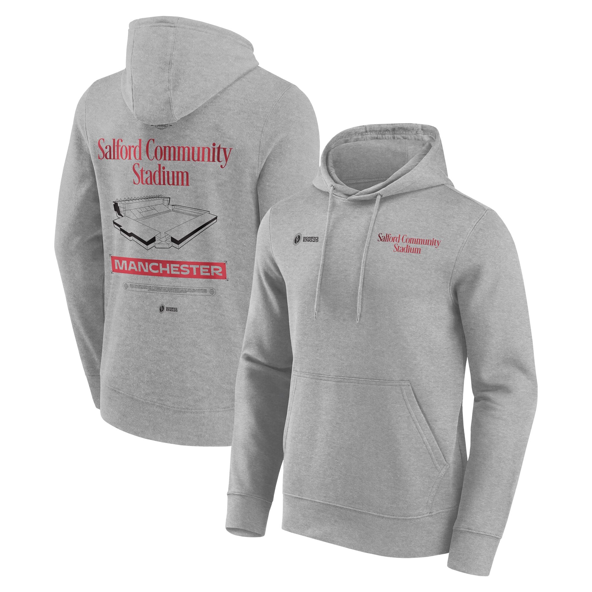Felpa con cappuccio grafica da donna Coppa del Mondo di Rugby ENG25 Cities - Manchester - Grigio