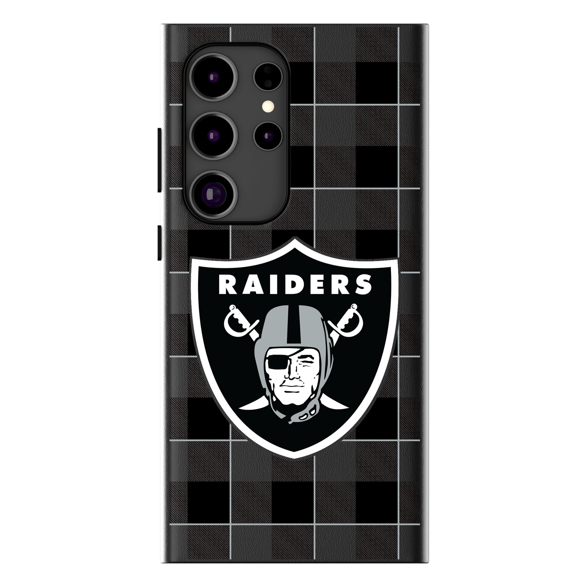 Keyscaper - NFL - Las Vegas Raiders Plaid Galaxy Magnetic Bump Case - S24 Ultra - Black