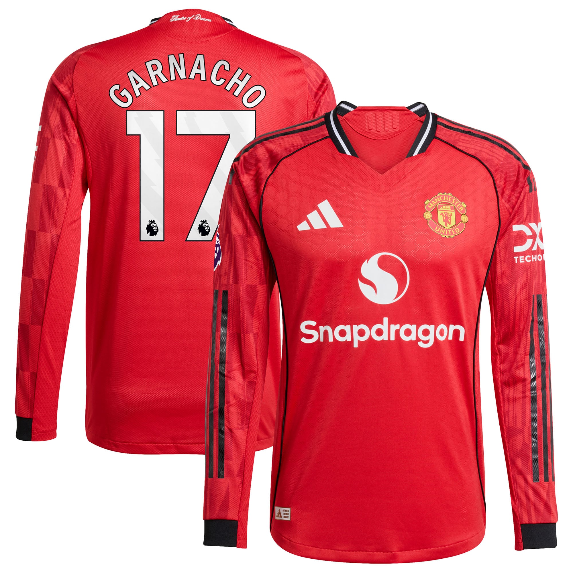 Men's adidas Alejandro Garnacho Red Manchester United Home 2025/26 Authentic Player Long Sleeve Jersey