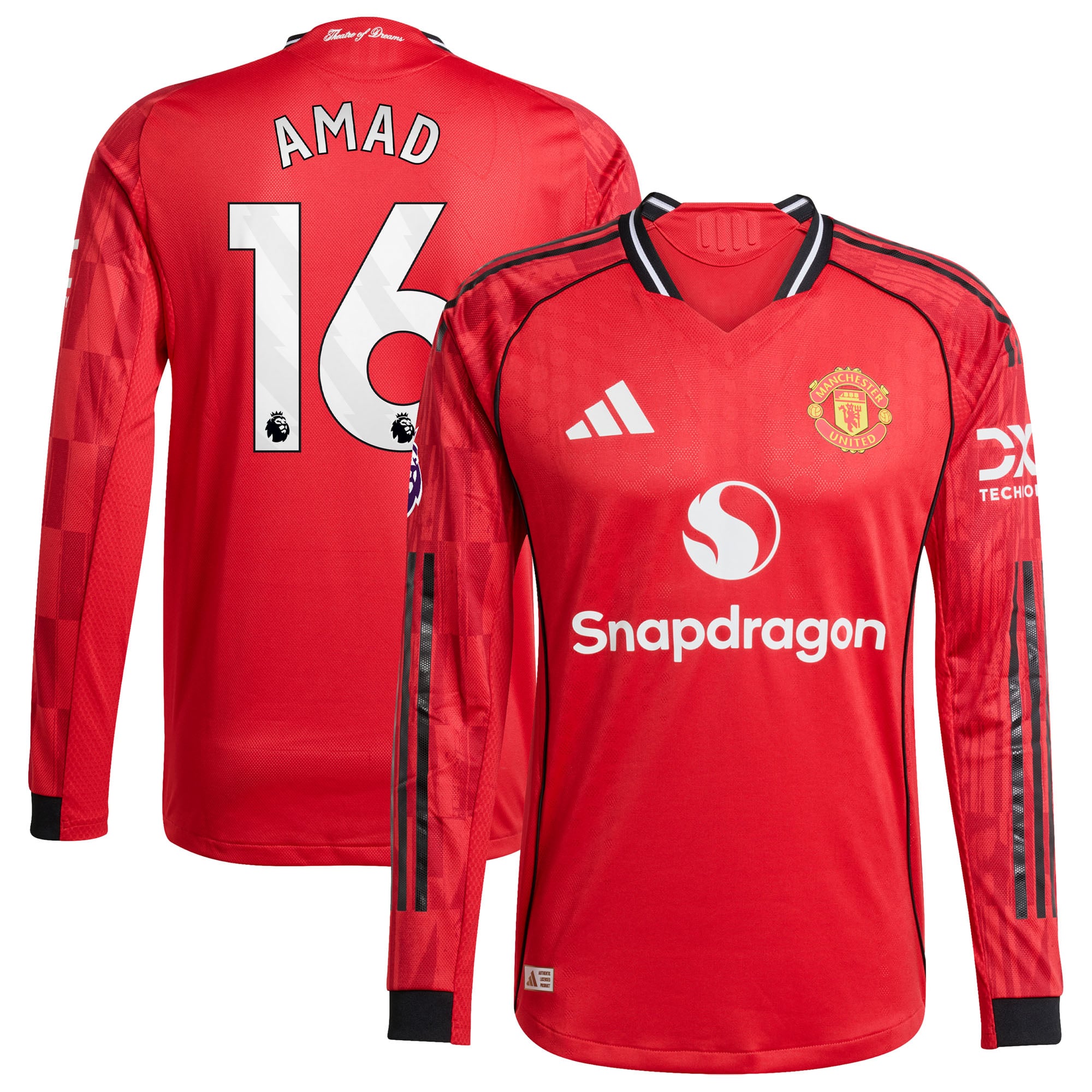 Men's adidas Amad Diallo Red Manchester United Home 2025/26 Authentic Player Long Sleeve Jersey