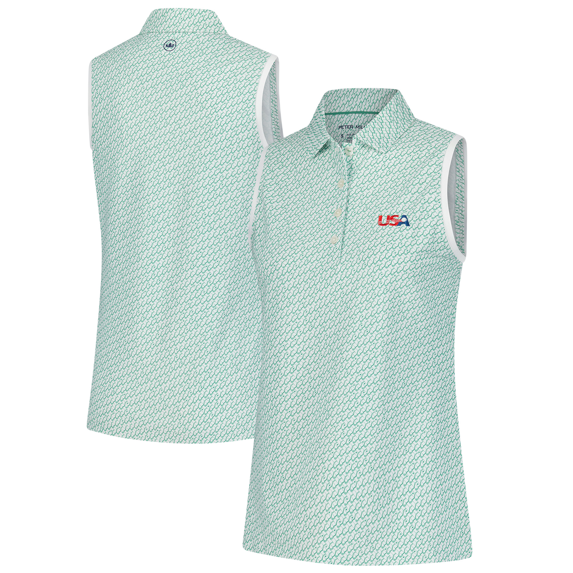 Women’s U.S. National Development Program Peter Millar White House of Clubs Sport Mesh Banded Sleeveless Polo