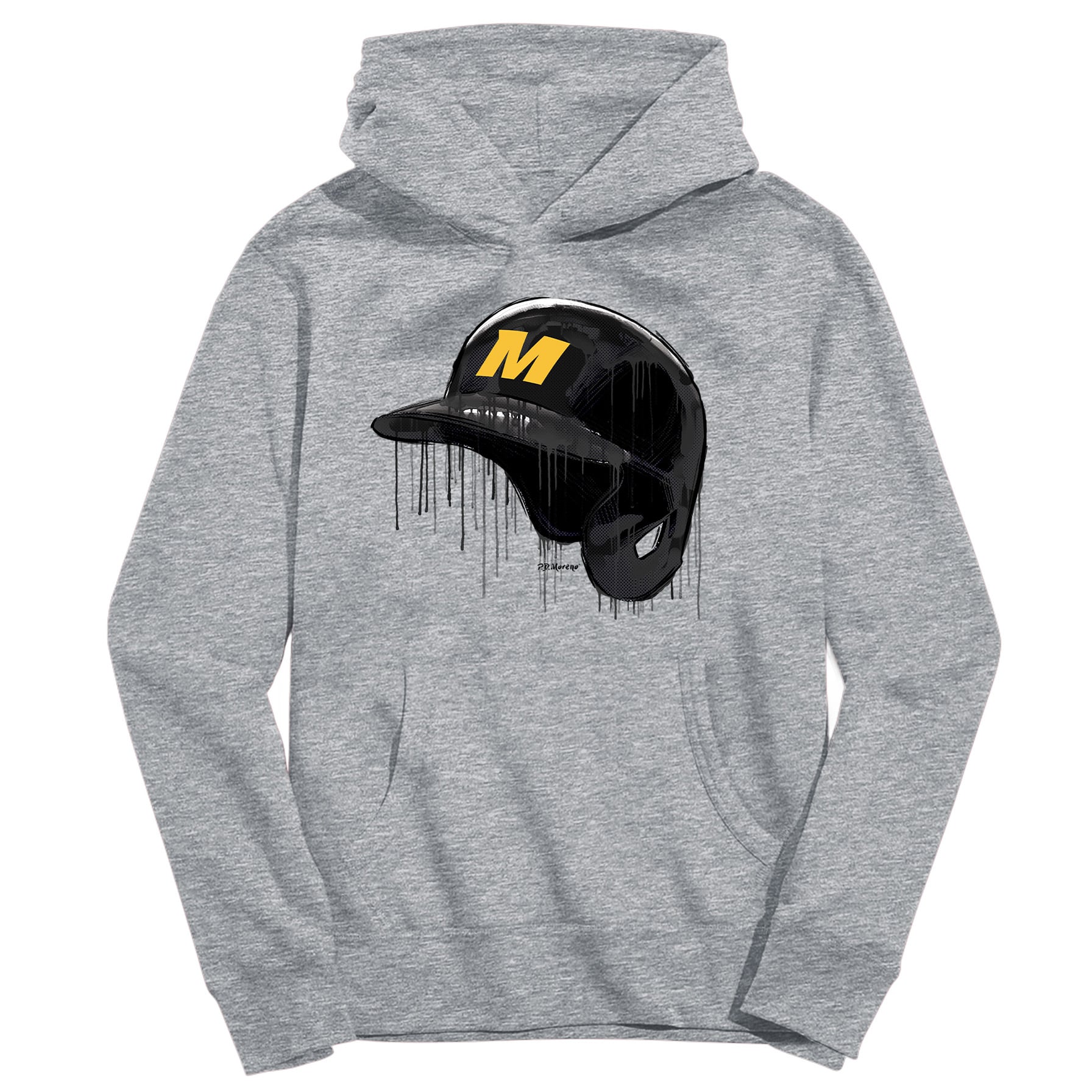 Youth Vive La Fete Heather Gray Missouri Tigers Dripping Baseball Helmet Pullover Hoodie