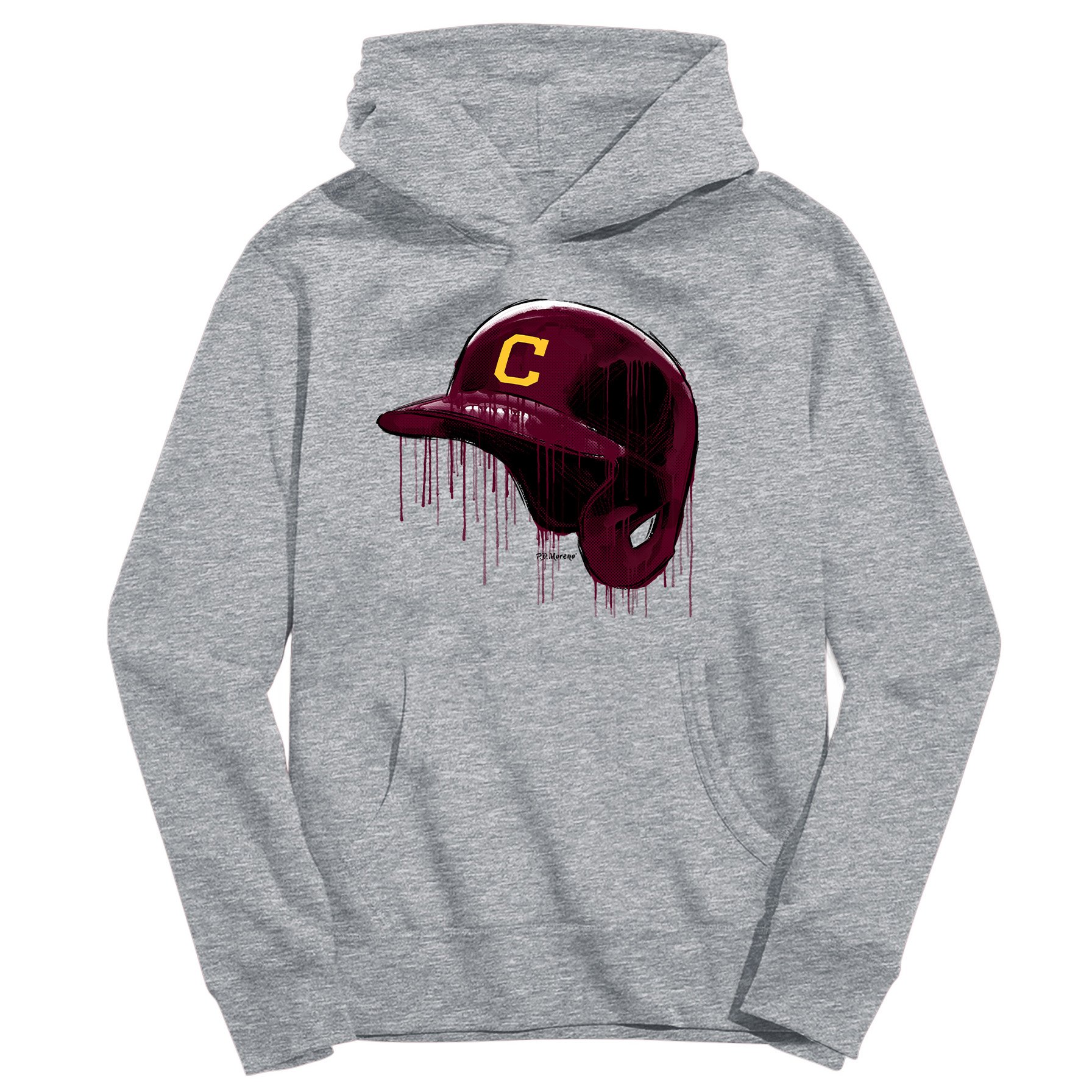 Youth Vive La Fete Heather Gray Central Michigan Chippewas Dripping Baseball Helmet Pullover Hoodie