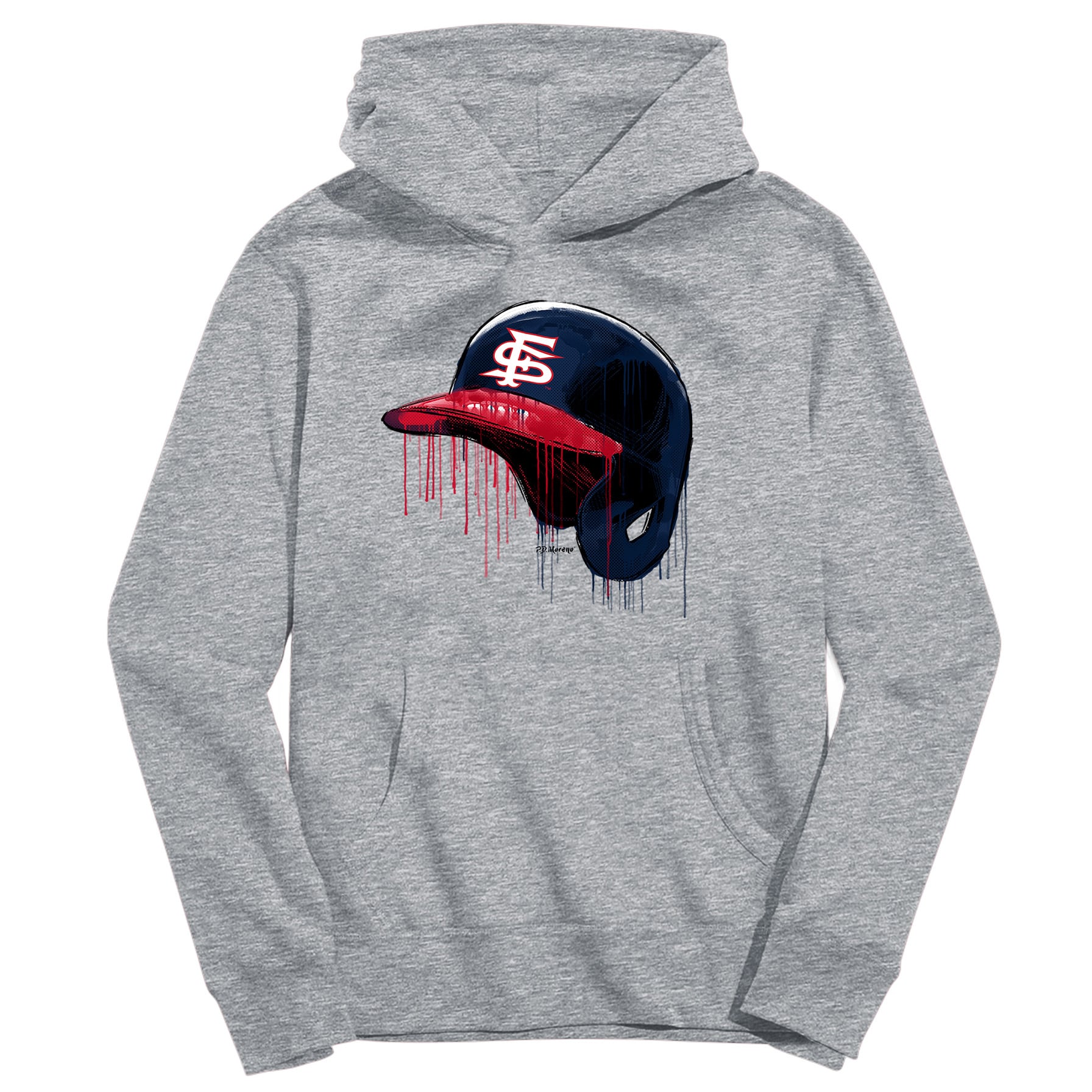 Youth Vive La Fete Heather Gray Fresno State Bulldogs Dripping Baseball Helmet Pullover Hoodie