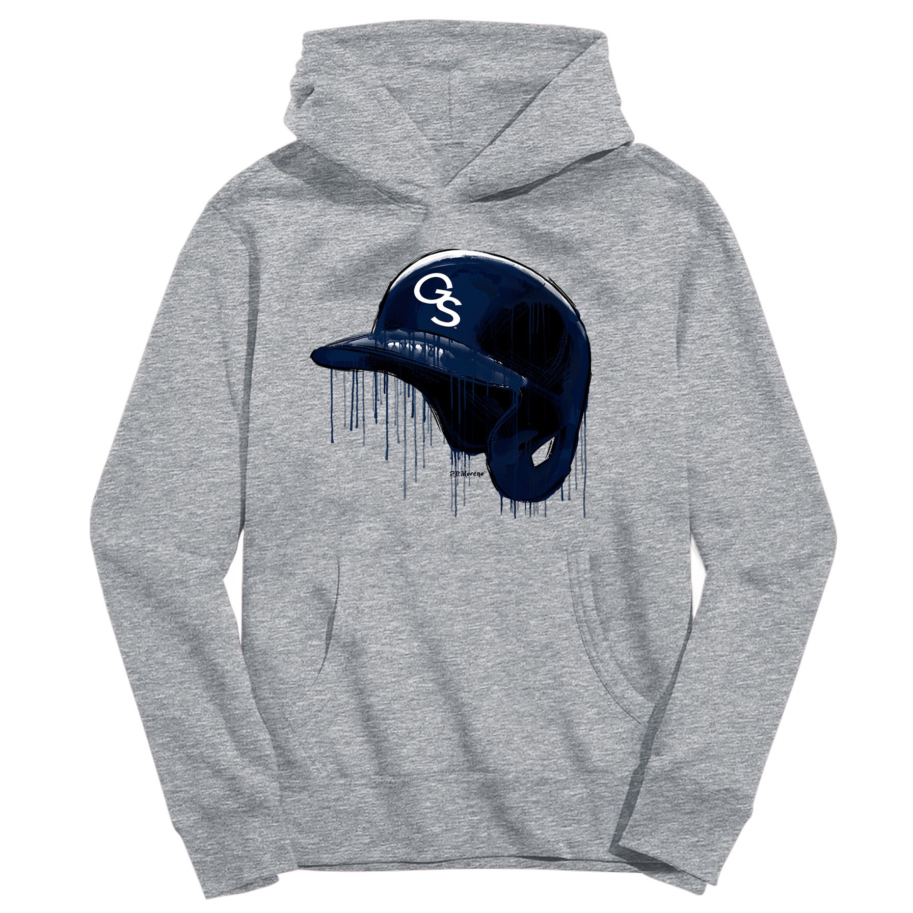 Youth Vive La Fete Heather Gray Georgia Southern Eagles Dripping Baseball Helmet Pullover Hoodie