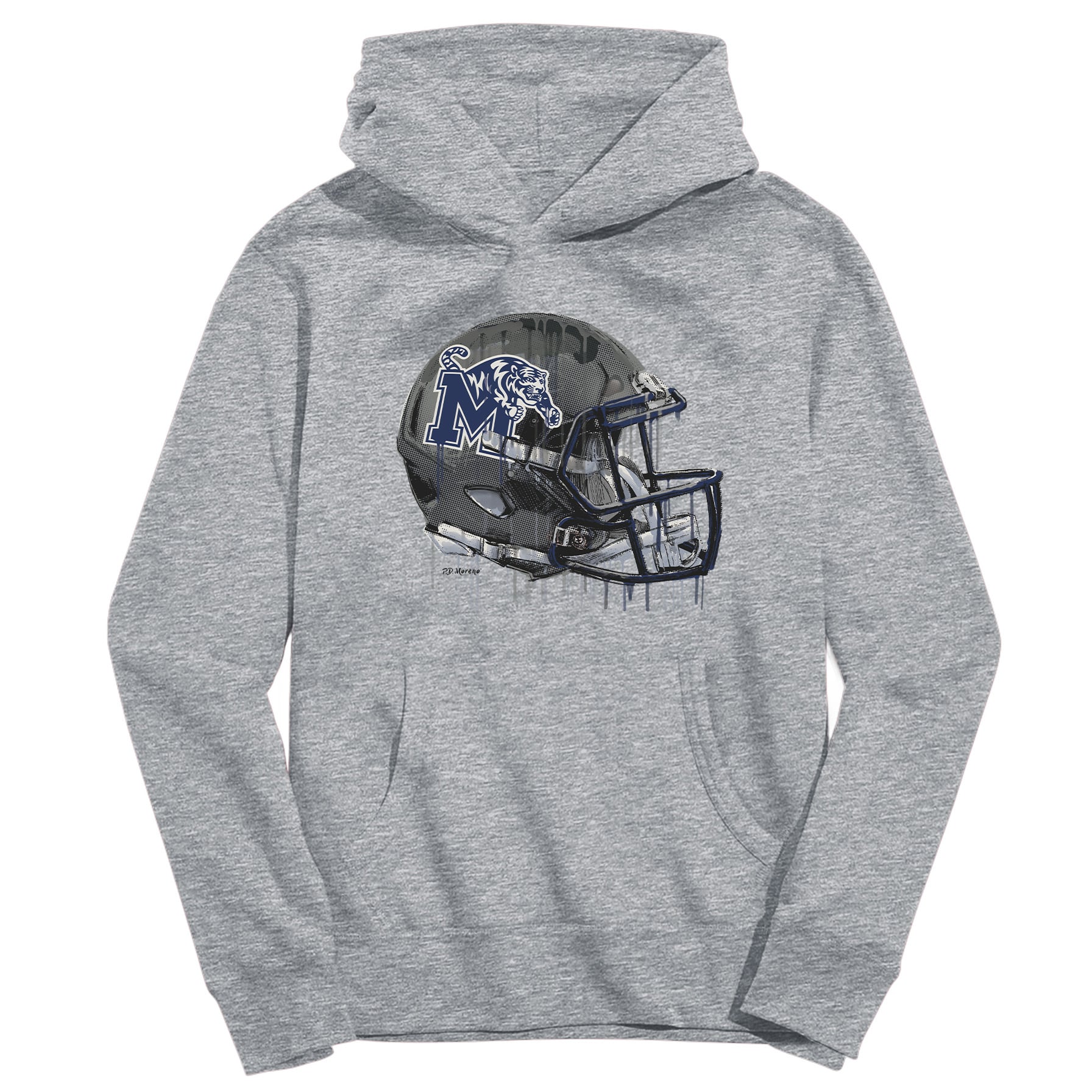 Youth Vive La Fete Heather Gray Memphis Tigers Dripping Football Helmet Pullover Hoodie