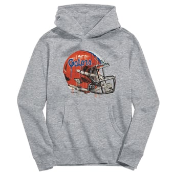 Youth Vive La Fete Heather Gray Florida Gators Dripping Football Helmet Pullover Hoodie