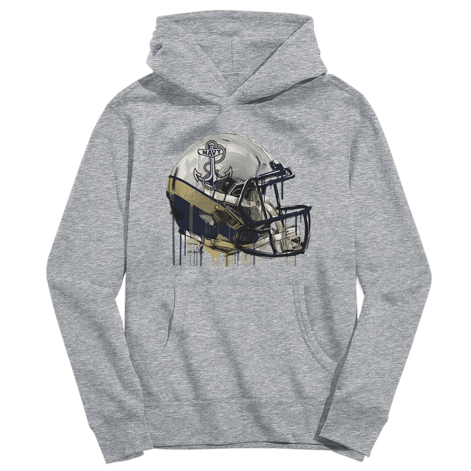 Youth Vive La Fete Heather Gray Navy Midshipmen Dripping Football Helmet Pullover Hoodie