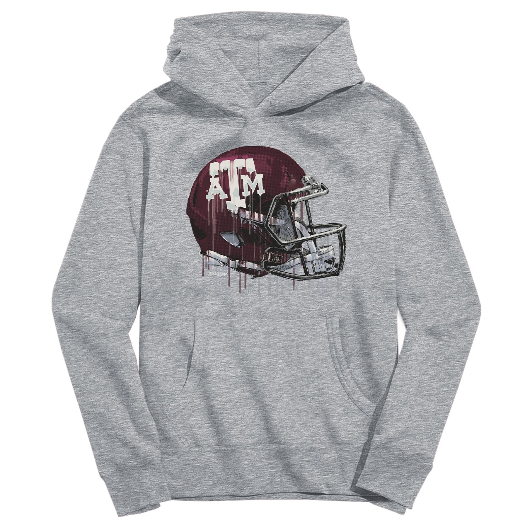 Youth Vive La Fete Heather Gray Texas A&M Aggies Dripping Football Helmet Pullover Hoodie