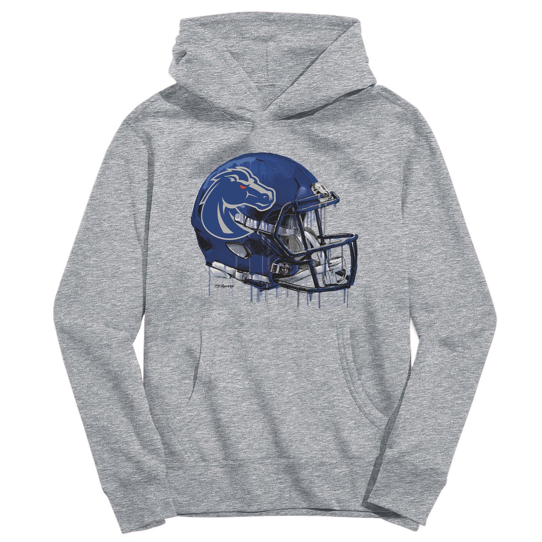Youth Vive La Fete Heather Gray Boise State Broncos Dripping Football Helmet Pullover Hoodie