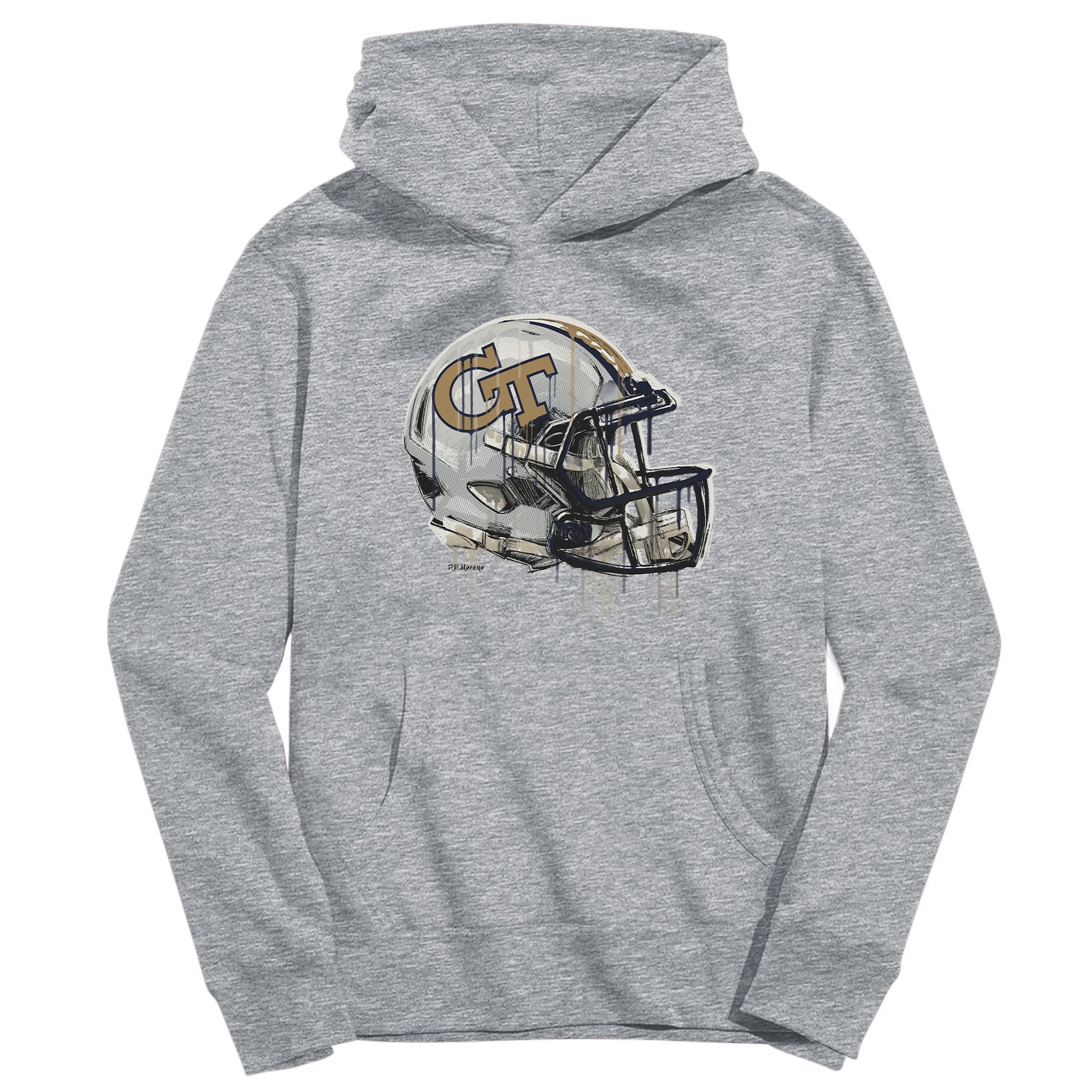 Youth Vive La Fete Heather Gray Georgia Tech Yellow Jackets Dripping Football Helmet Pullover Hoodie