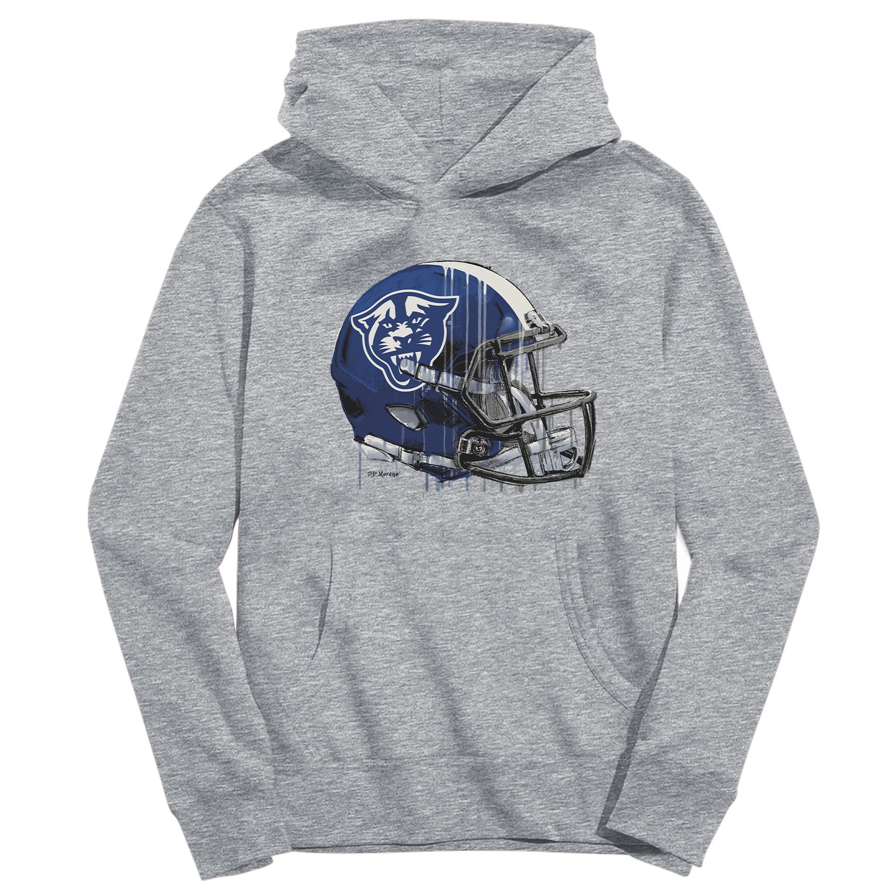 Youth Vive La Fete Heather Gray Georgia State Panthers Dripping Football Helmet Pullover Hoodie