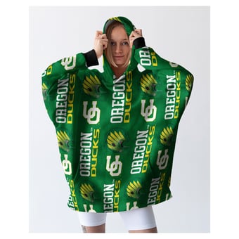 Pegasus Oregon Ducks Homefield Repeat Logo Wearable Hooded Blanket