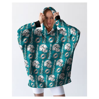 Pegasus Miami Dolphins Homefield Repeat Logo Wearable Hooded Blanket