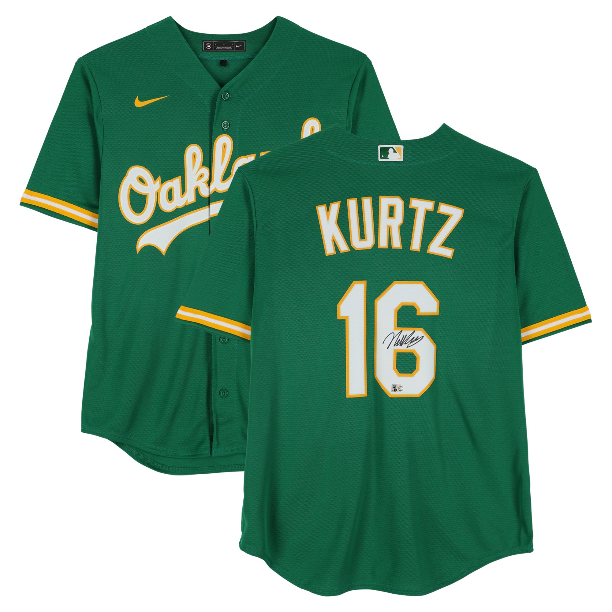 Nick Kurtz Athletics Autographed Green Nike Replica Jersey