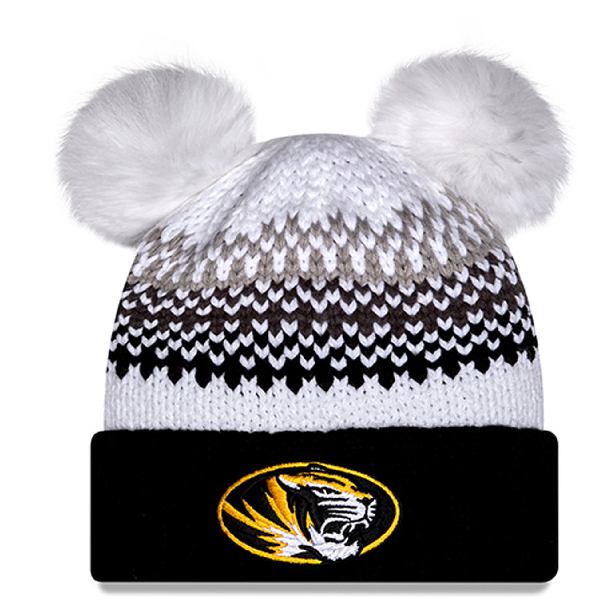 Women’s New Era Black Missouri Tigers Double Pom & Print Cuffed Knit Hat Women’s New Era Black Missouri Tigers Double Pom & Print Cuffed Knit Hat