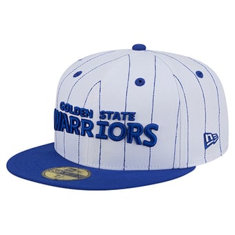 Men's New Era  White Golden State Warriors Wordmark Pinstripe 59FIFTY Fitted Hat