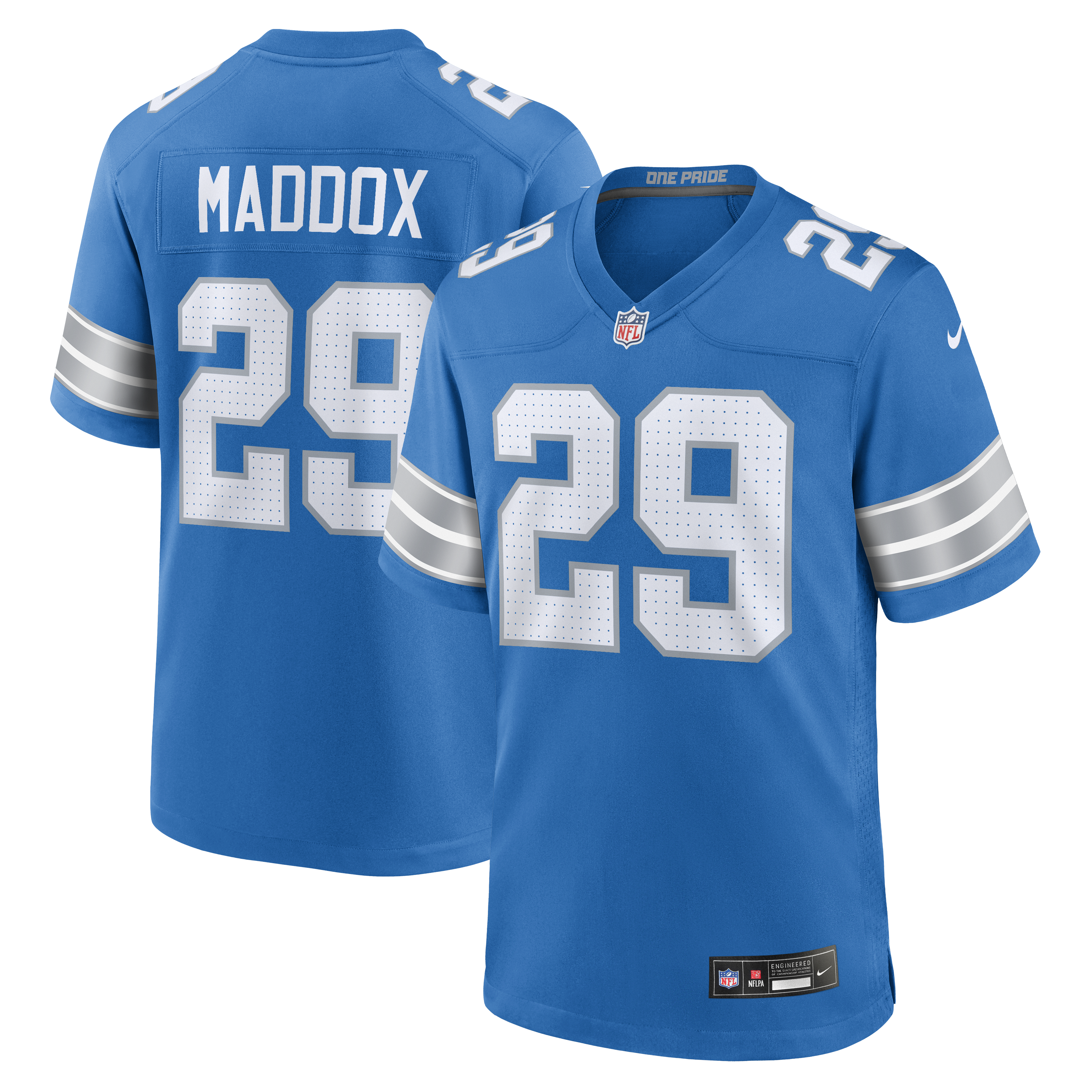 Men's Nike Avonte Maddox Blue Detroit Lions Team Game Jersey