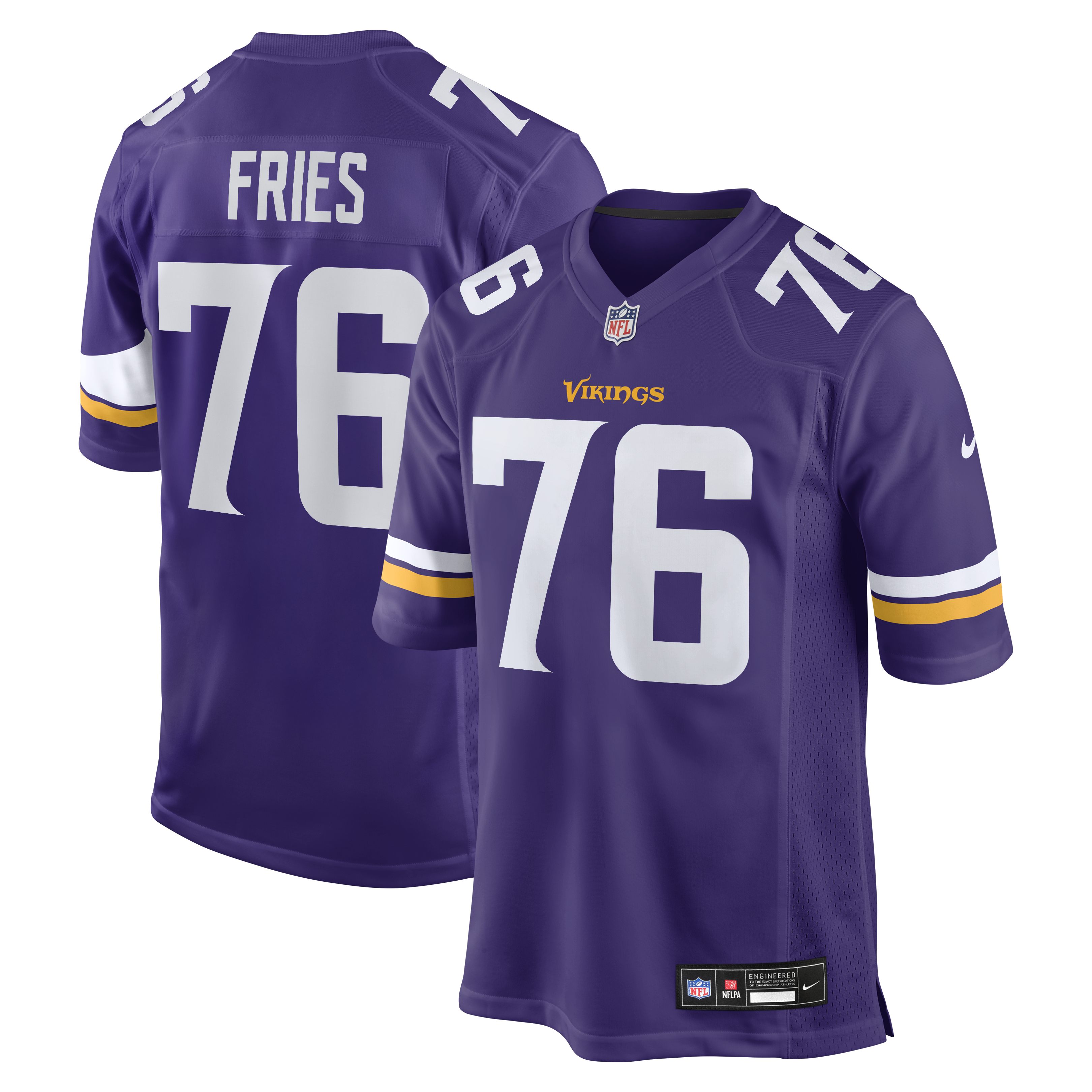 Men's Nike Will Fries  Purple Minnesota Vikings Team Game Jersey