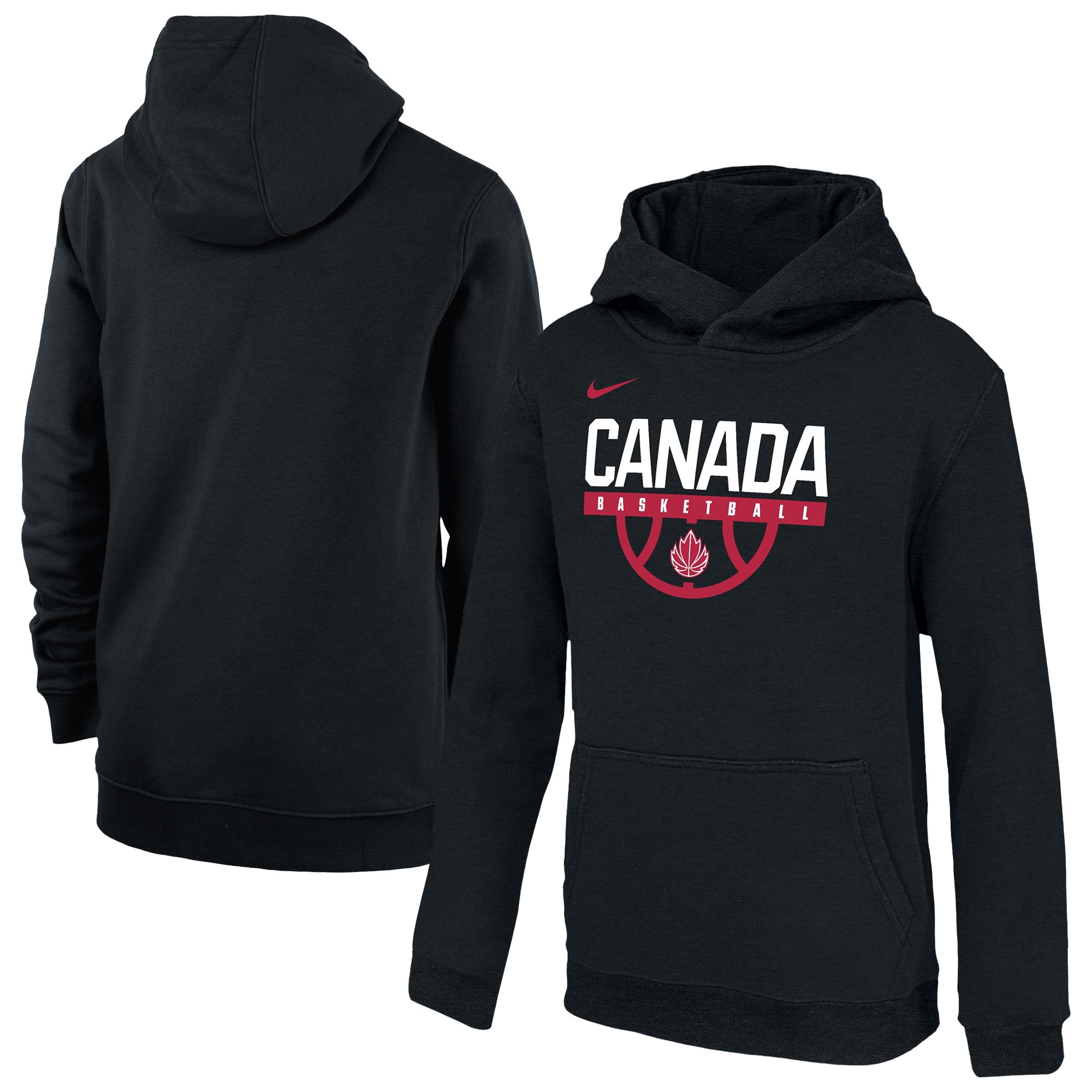 Youth Nike  Black Canada Basketball Club Fleece Pullover Hoodie