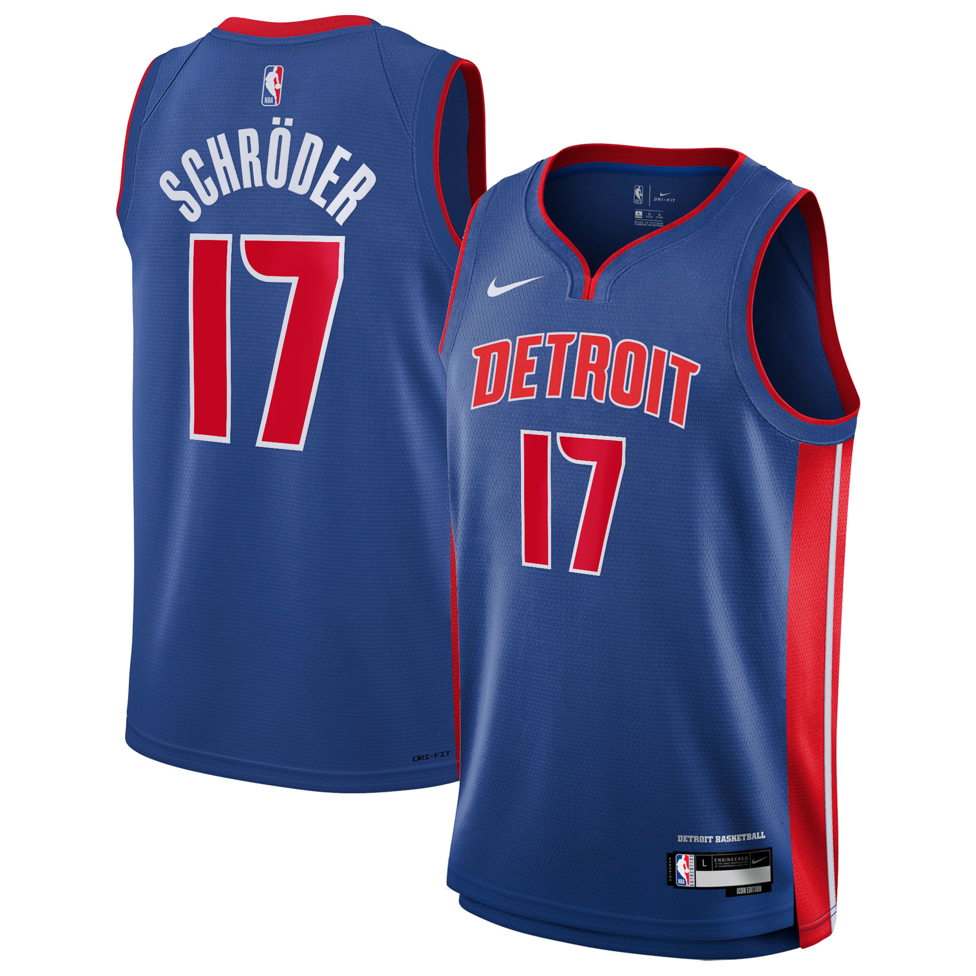 Camiseta Nike Icon Swingman de los Detroit Pistons - Personalizada - Juvenil - Dennis Schröder 17