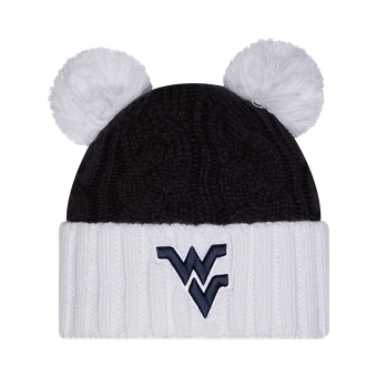 Women's New Era  Black West Virginia Mountaineers Tonal Cuffed Knit Hat with Double Poms