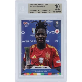 Nico Williams Spain National Team 2024 Topps Now Player of the Match UEFA Euro 2024 14.07.24 #60 BGS Authenticated 10 Card - 10,10,9.5,10 Subgrades