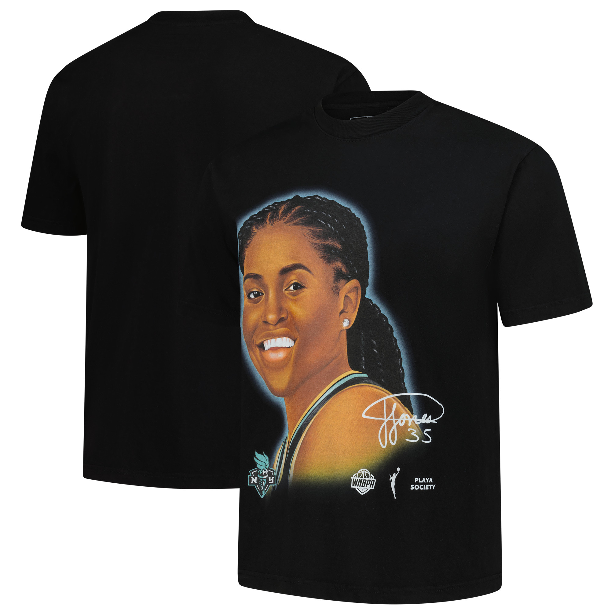 Unisex Playa Society Jonquel Jones Black New York Liberty Sketch T-Shirt Unisex Playa Society Jonquel Jones Black New York Liberty Sketch T-Shirt