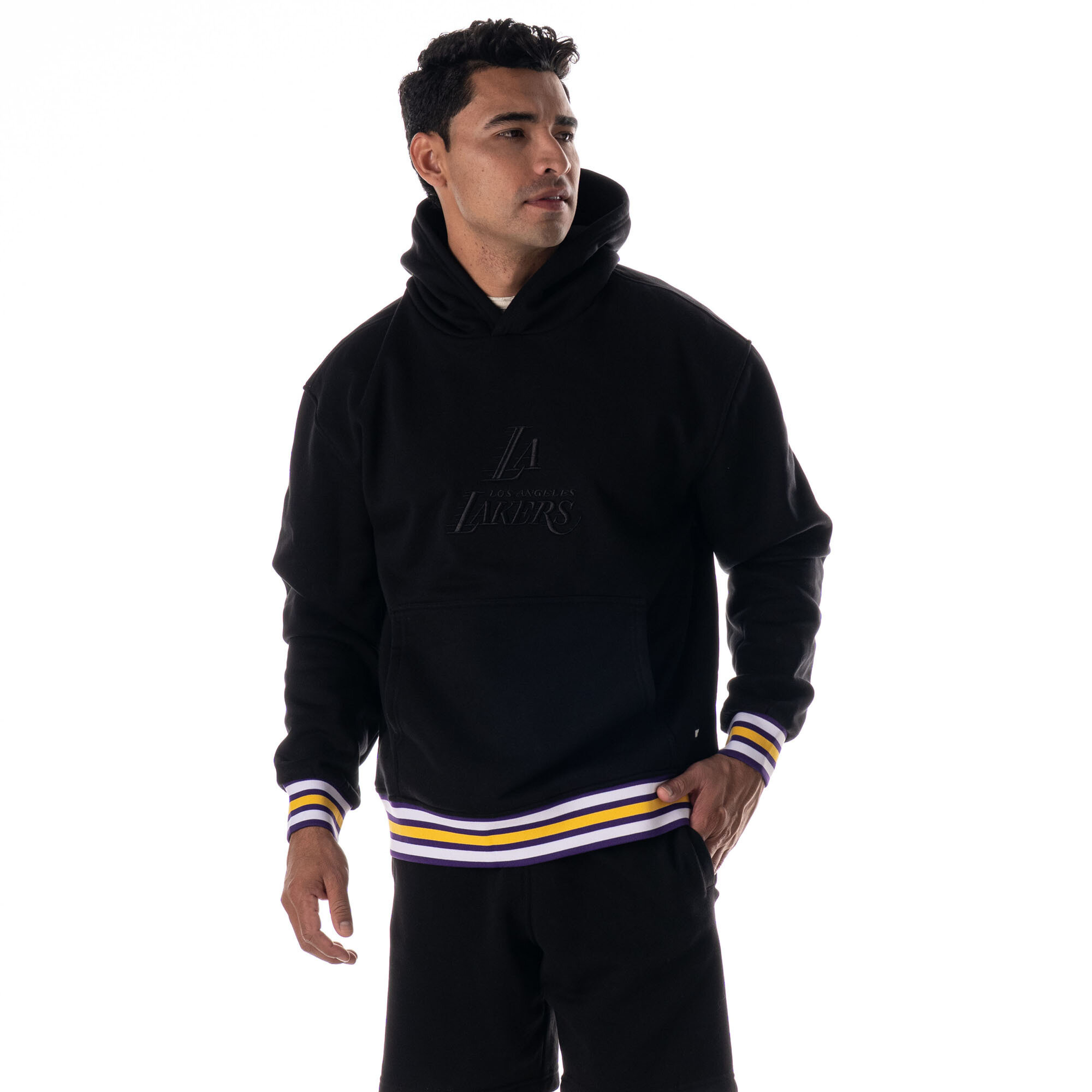Unisex The Wild Collective Black Los Angeles Lakers Custom Rib Tonal Premium Hoodie