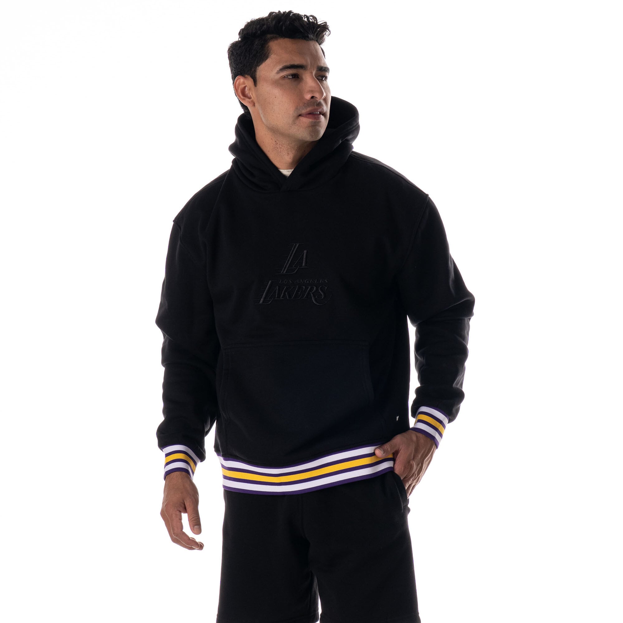 Unisex The Wild Collective Black Los Angeles Lakers Custom Rib Tonal Premium Hoodie