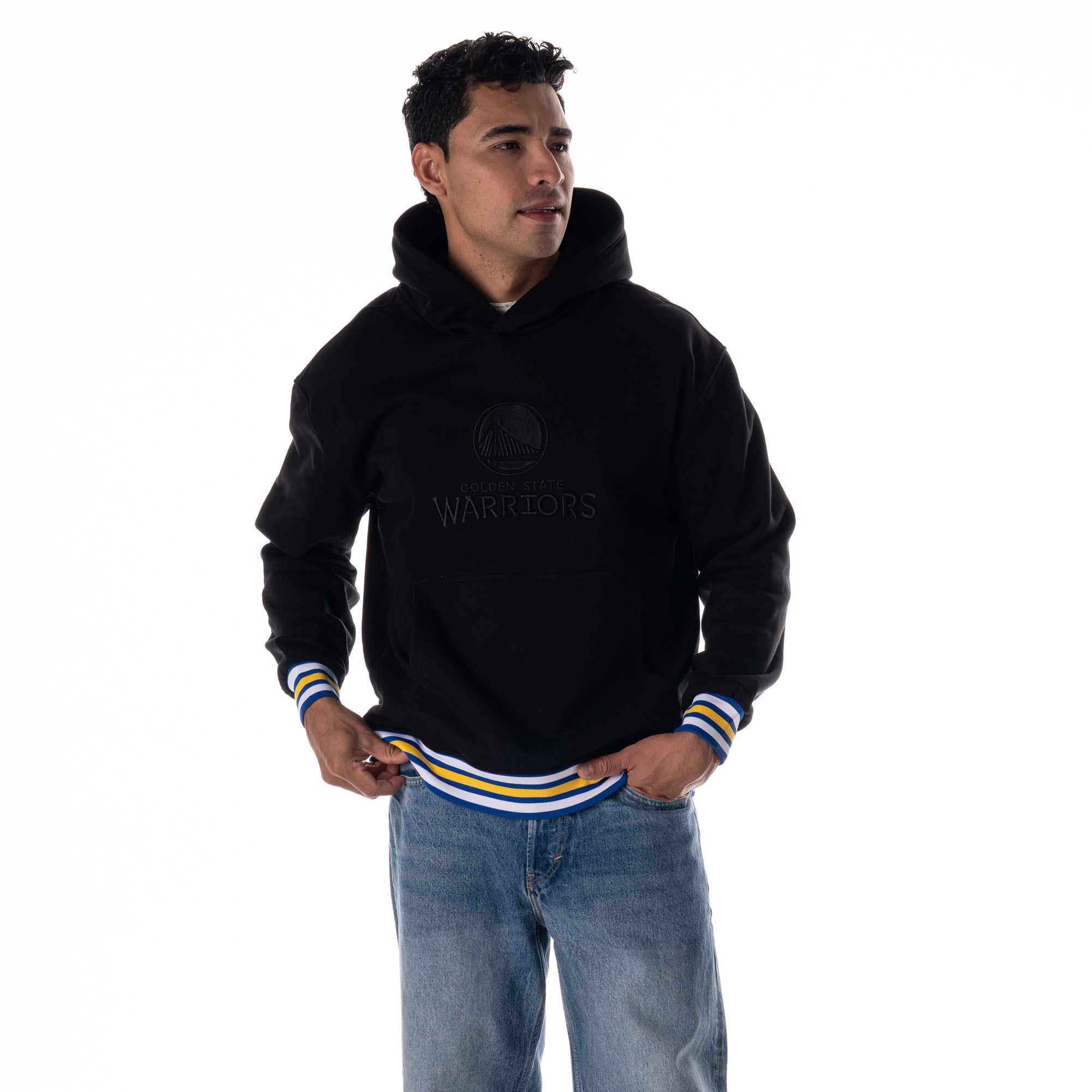 Unisex The Wild Collective Black Golden State Warriors Custom Rib Tonal Premium Hoodie