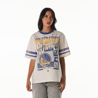 Women's The Wild Collective Cream Golden State Warriors Vintage Drop Shoulder Oversized Boyfriend T-Shirt