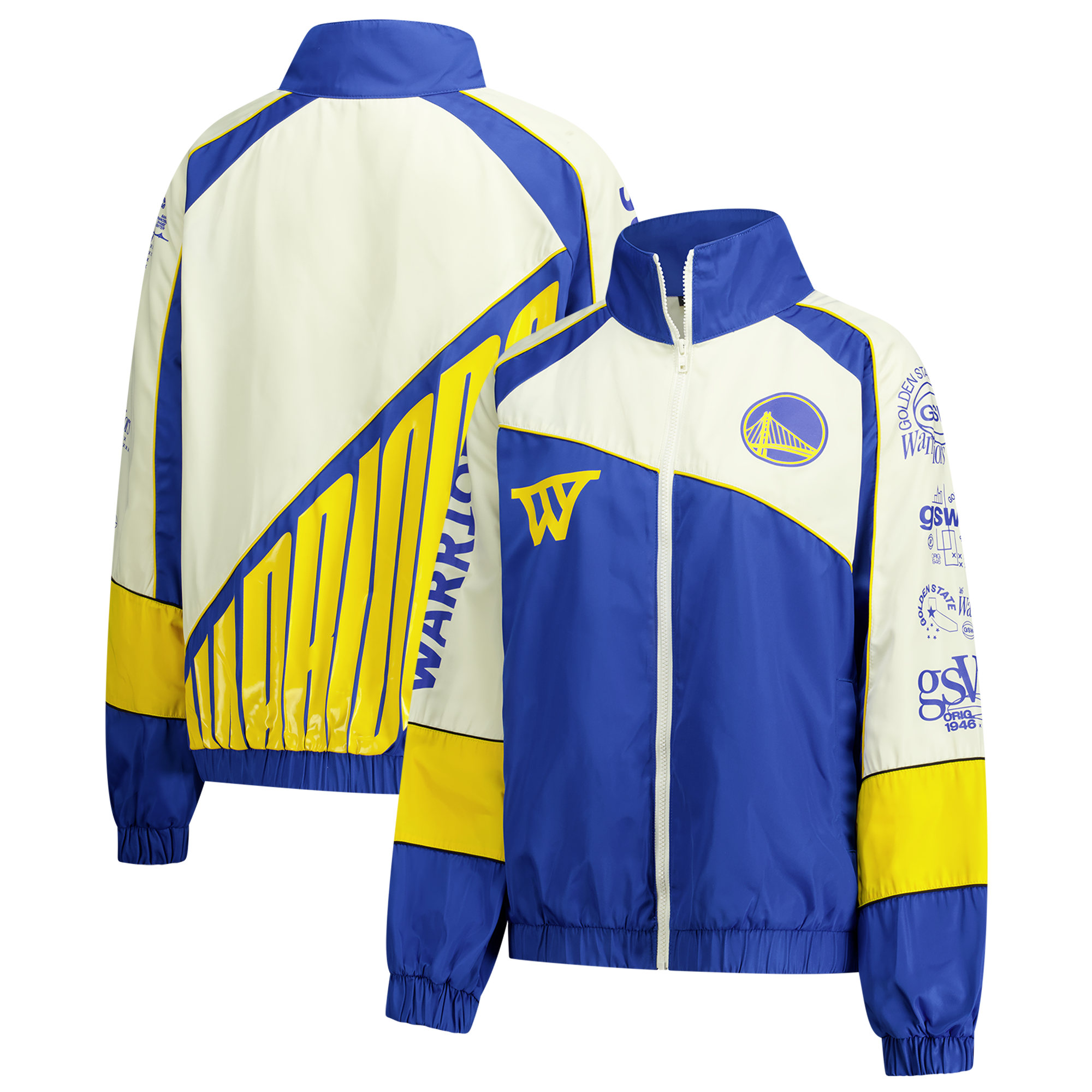 Unisex The Wild Collective Cream Golden State Warriors Oversized Raglan Full-Zip Track Jacket