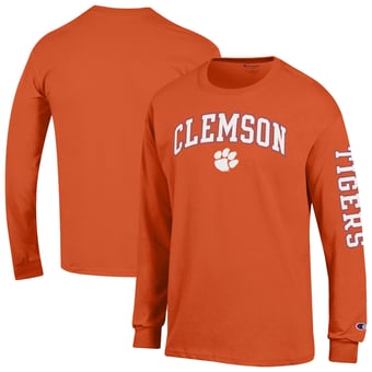 Men's Champion  Orange Clemson Tigers Arch Over Logo 2-Hit Long Sleeve T-Shirt