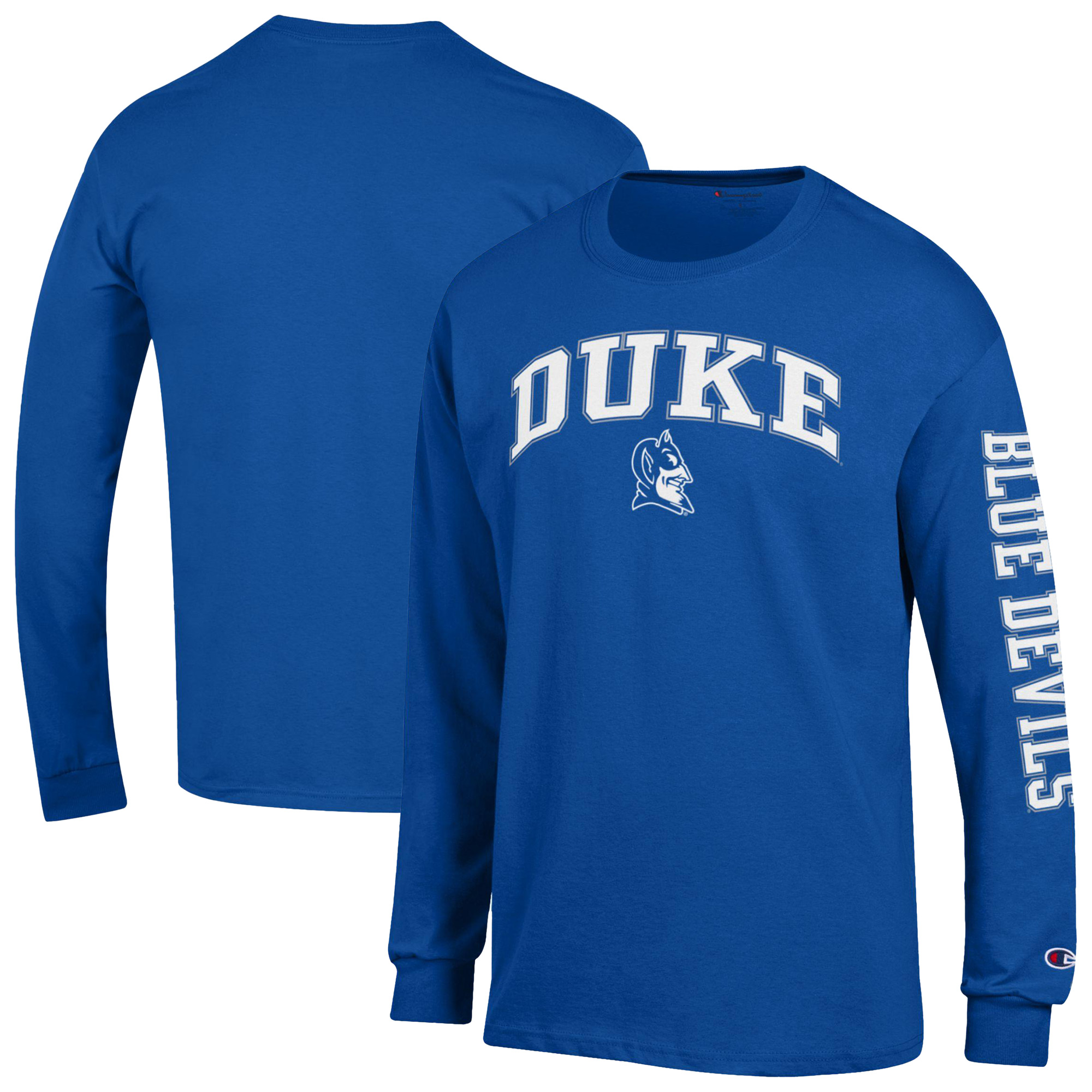 Men’s Champion Royal Duke Blue Devils Arch Over Logo 2-Hit Long Sleeve T-Shirt Men’s Champion Royal Duke Blue Devils Arch Over Logo 2-Hit Long Sleeve T-Shirt