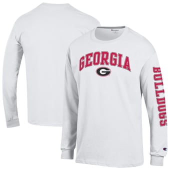 Men's Champion  White Georgia Bulldogs Arch Over Logo 2-Hit Long Sleeve T-Shirt