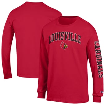 Men's Champion  Red Louisville Cardinals Arch Over Logo 2-Hit Long Sleeve T-Shirt