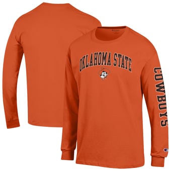 Men's Champion  Orange Oklahoma State Cowboys Arch Over Logo 2-Hit Long Sleeve T-Shirt