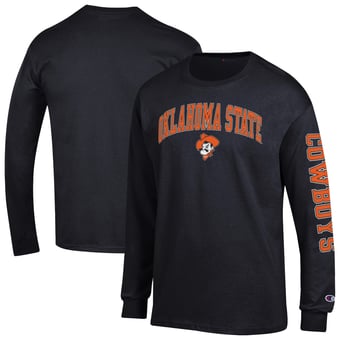 Men's Champion  Black Oklahoma State Cowboys Arch Over Logo 2-Hit Long Sleeve T-Shirt