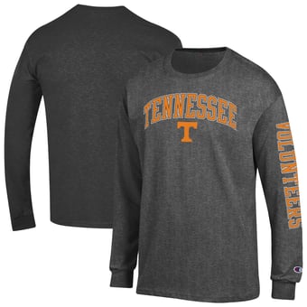 Men's Champion  Charcoal Tennessee Volunteers Arch Over Logo 2-Hit Long Sleeve T-Shirt