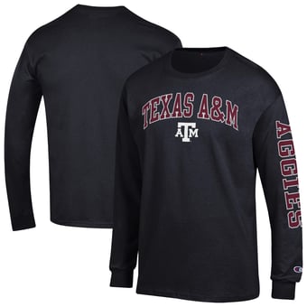 Men's Champion  Black Texas A&M Aggies Arch Over Logo 2-Hit Long Sleeve T-Shirt