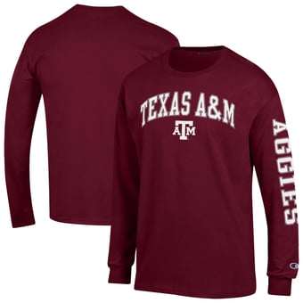 Men's Champion  Maroon Texas A&M Aggies Arch Over Logo 2-Hit Long Sleeve T-Shirt