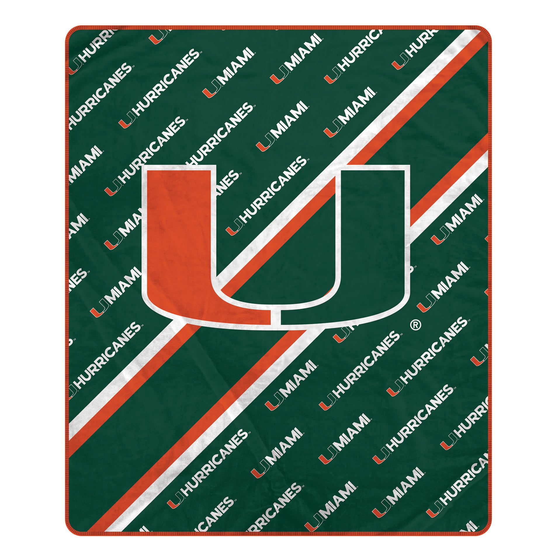 Pegasus Miami Hurricanes 60" x 70" Diagonal Lined Wordmark Ultra Soft Blanket