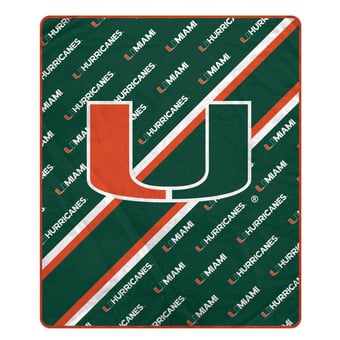 Pegasus Miami Hurricanes 60" x 70" Diagonal Lined Wordmark Ultra Soft Blanket