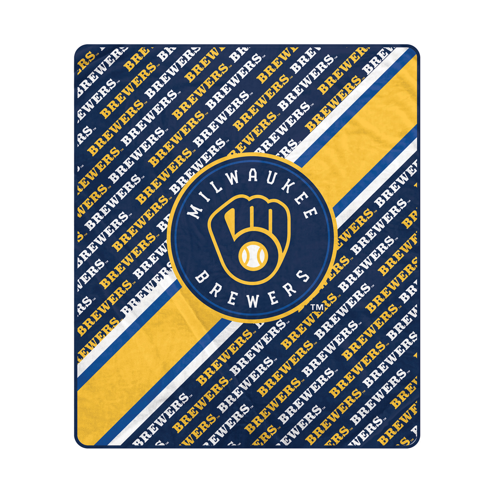 Pegasus Milwaukee Brewers 60" x 70" Diagonal Lined Wordmark Ultra Soft Blanket
