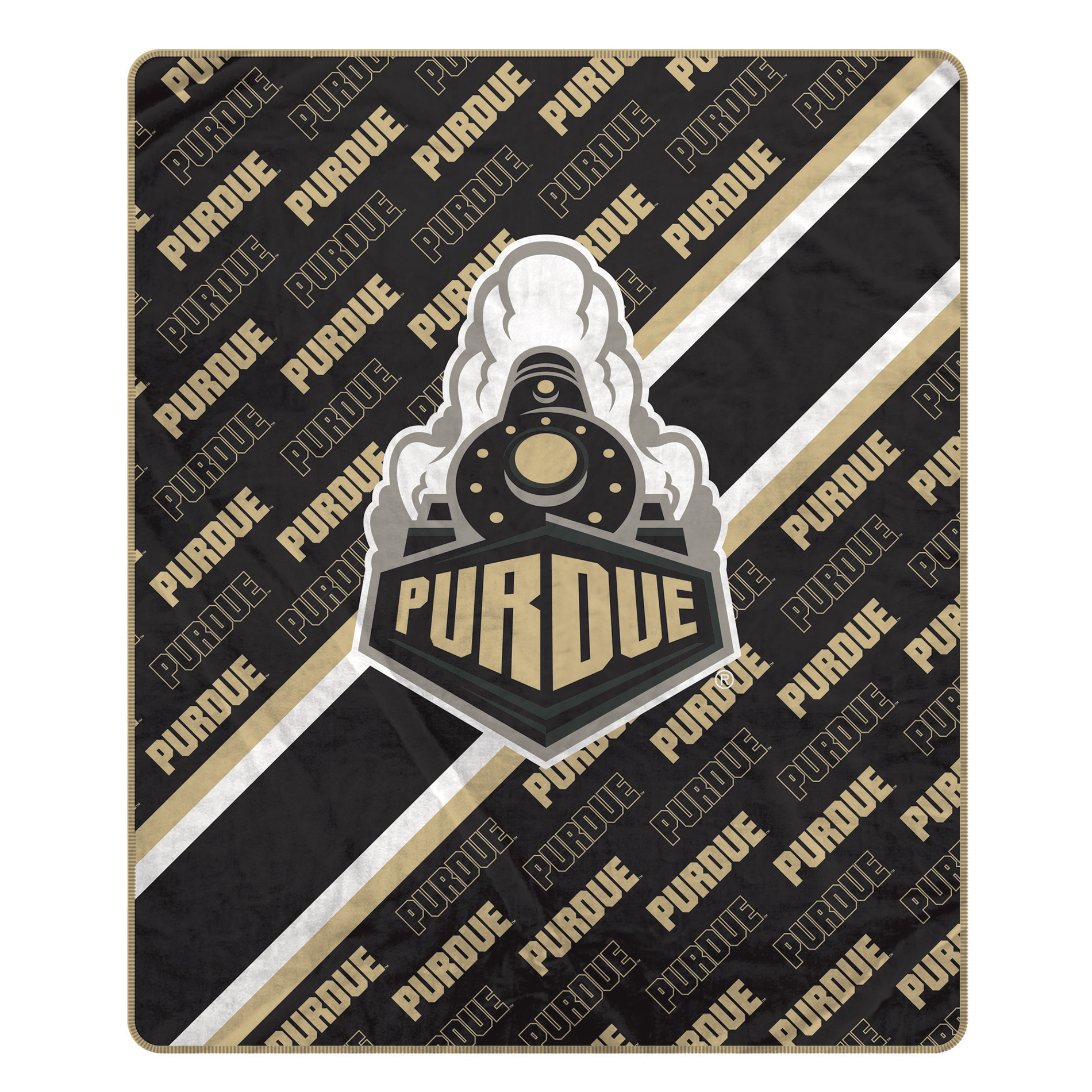 Pegasus Purdue Boilermakers 60" x 70" Diagonal Lined Wordmark Ultra Soft Blanket