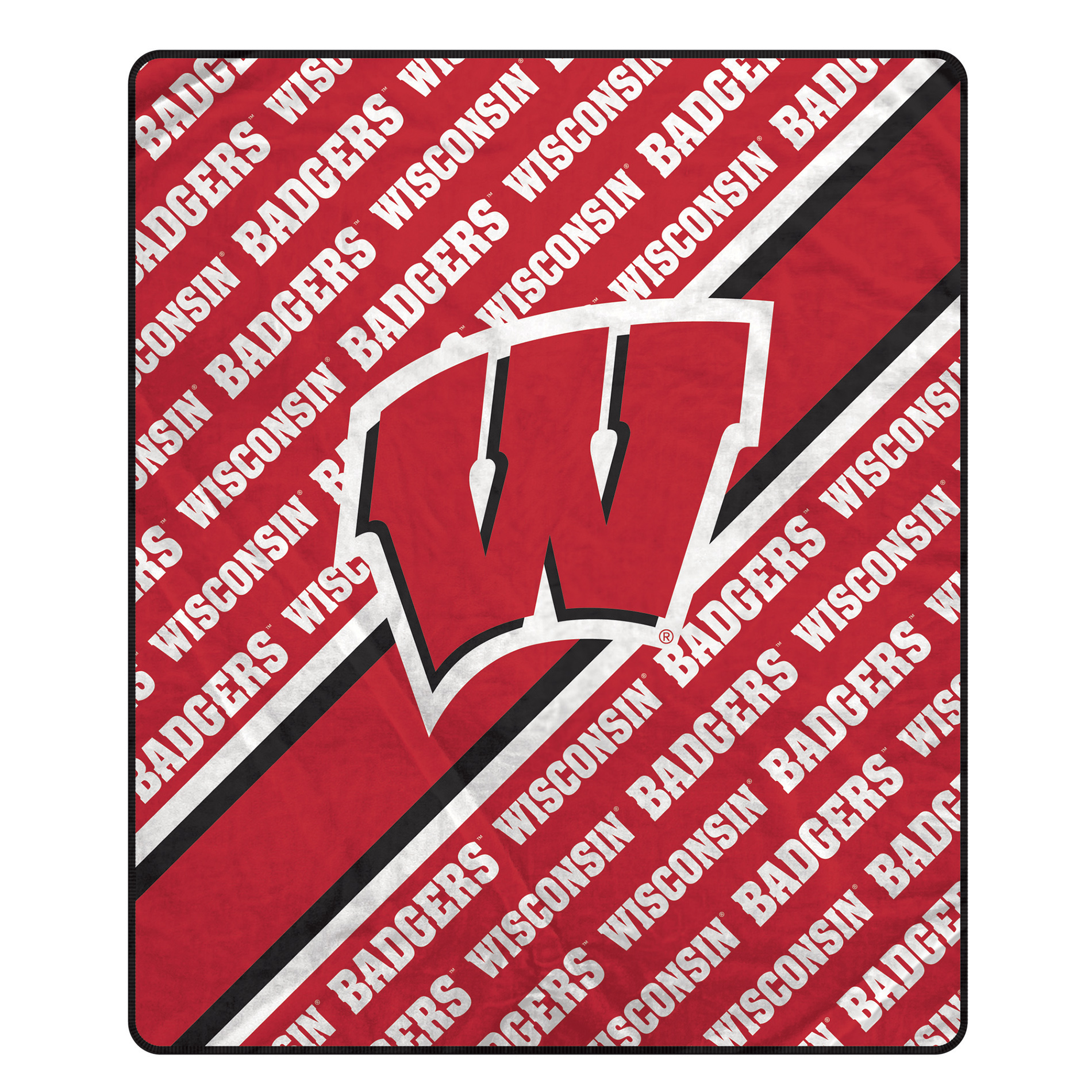 Pegasus Wisconsin Badgers 60" x 70" Diagonal Lined Wordmark Ultra Soft Blanket