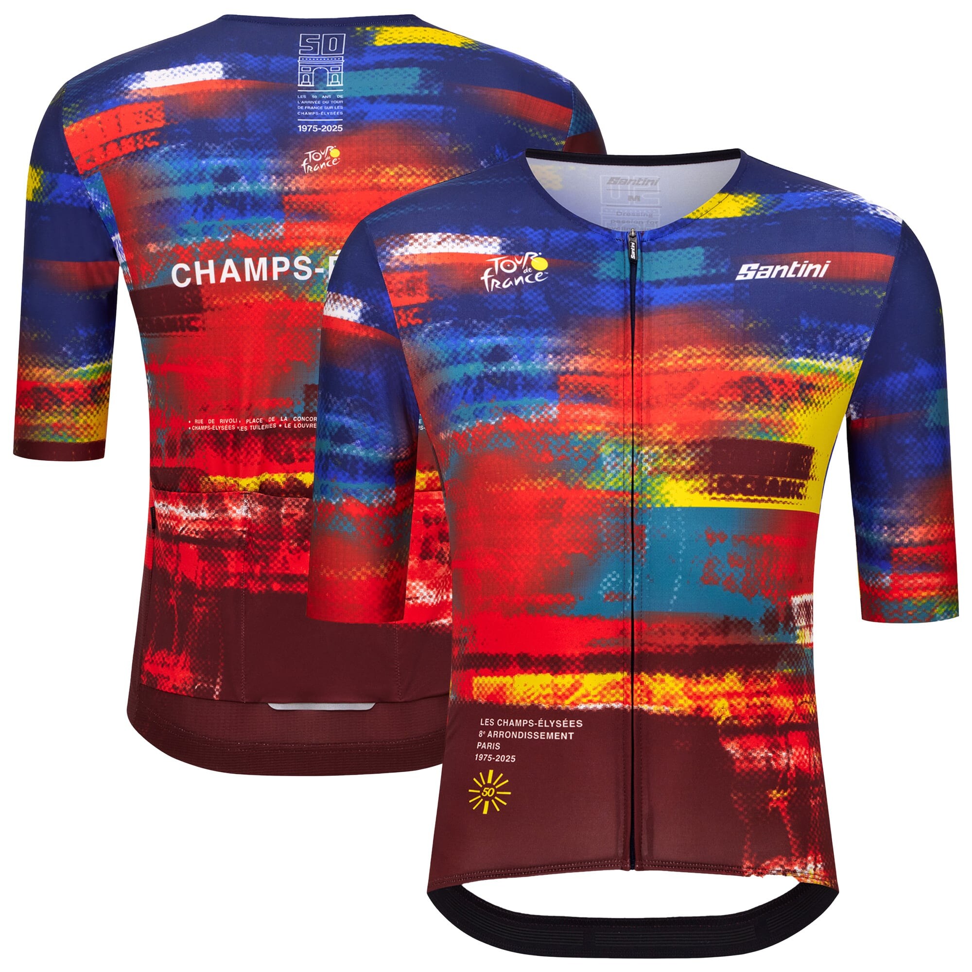 Maglia da arrivo Dash Replica del 50° anniversario degli Champs-Elysees del Tour de France 2025 di Santini
